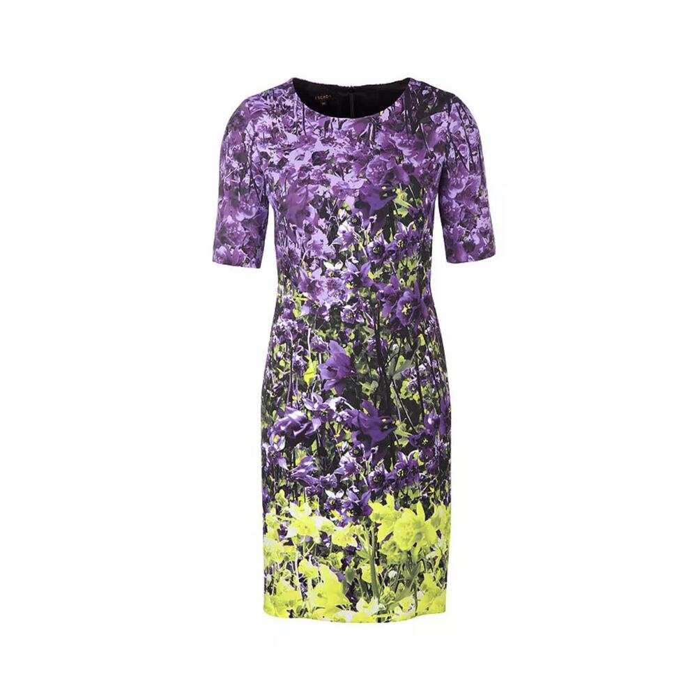 Escada purple poppy Floral Print Sheath Dress - Picture 2 of 16